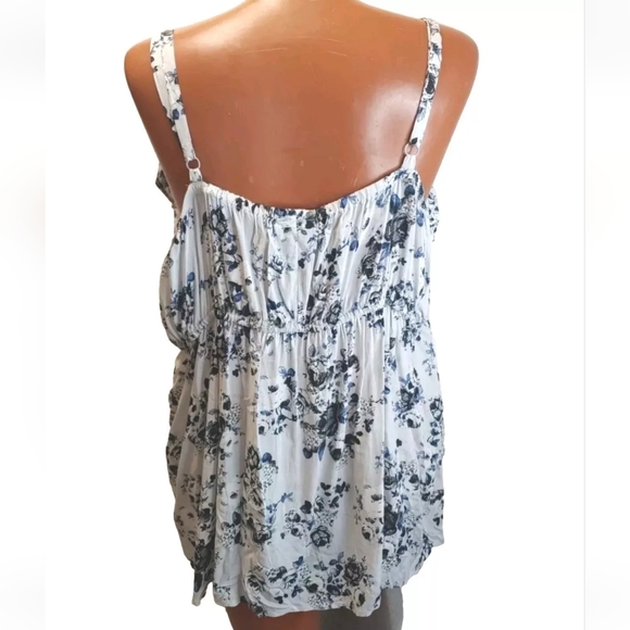 Torrid Challis Ruffle Babydoll Top Woman Plus 3X Grey Floral Y2k Boho Fairy Nwt - Picture 2 of 8